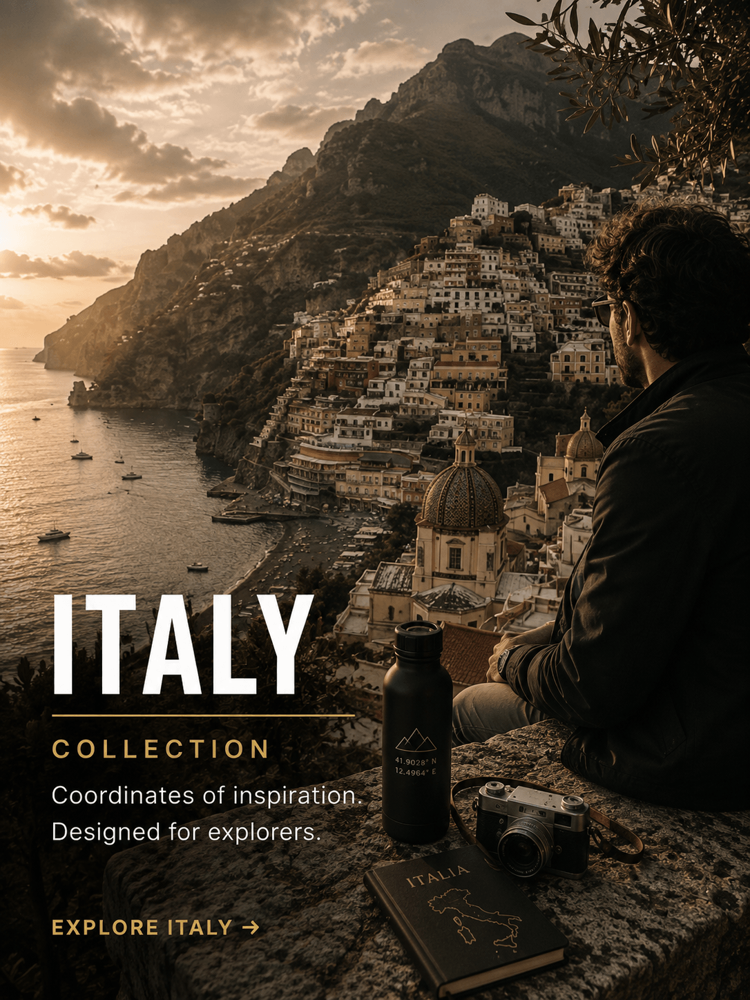 Italy travel apparel collection inspired by Italian destinations, landscapes and explorer lifestyle