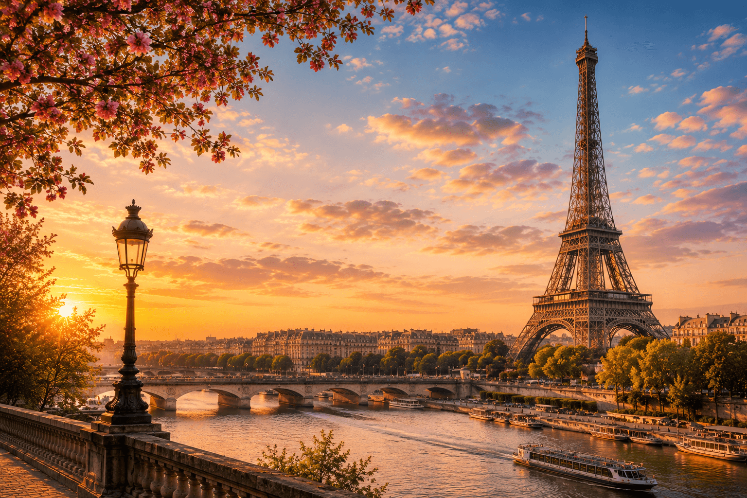 Panoramic view Paris France Hero Background