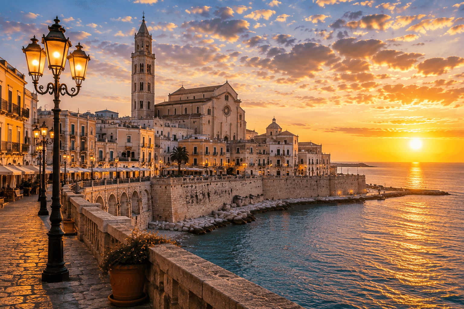 Bari old town at sunset