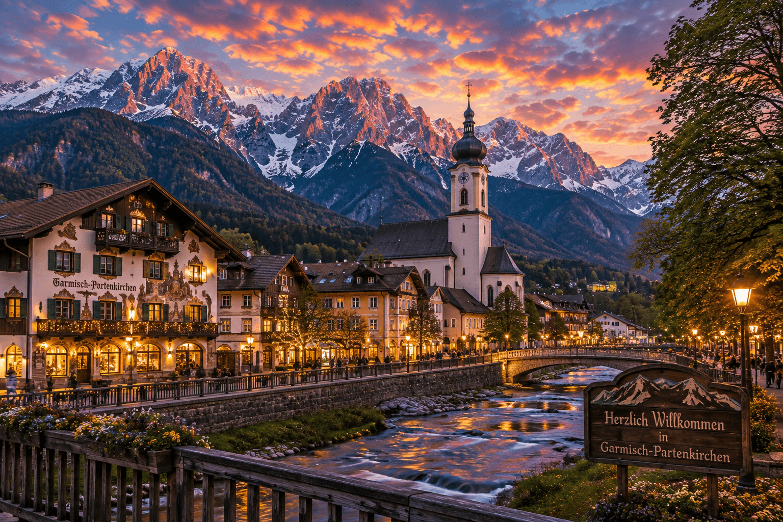 Garmisch-Partenkirchen Germany Bavarian Alps mountain village