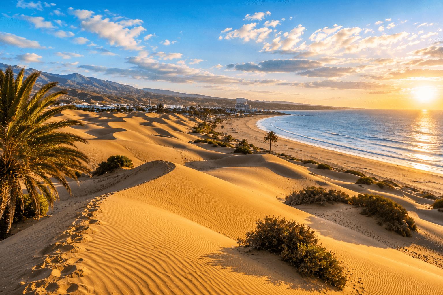 Gran Canaria Spain travel destination featuring Maspalomas sand dunes and Atlantic coast