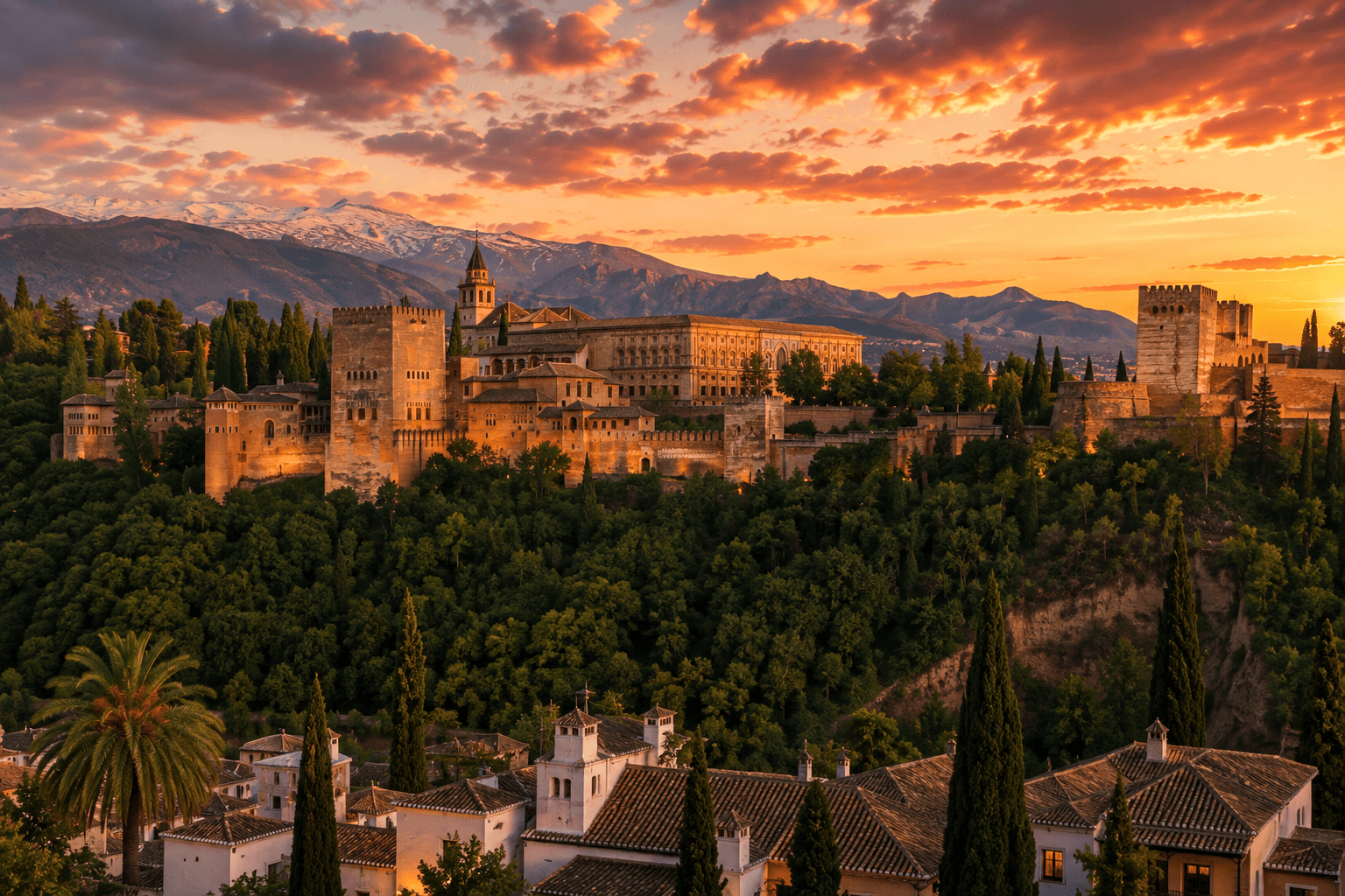 Granada Spain travel destination featuring the Alhambra and Andalusian landscape