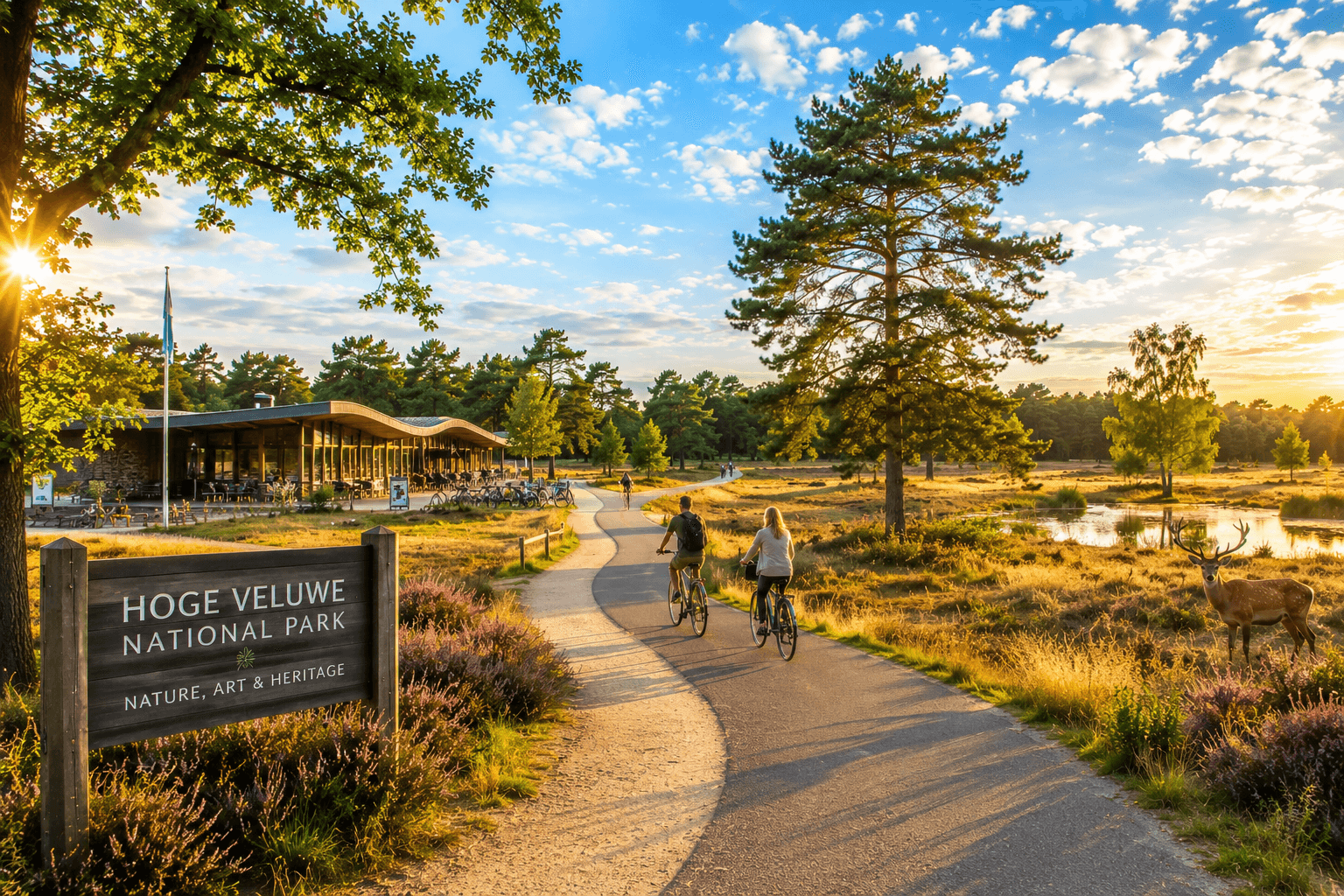 Hoge Veluwe National Park Netherlands cycling route and natural landscape