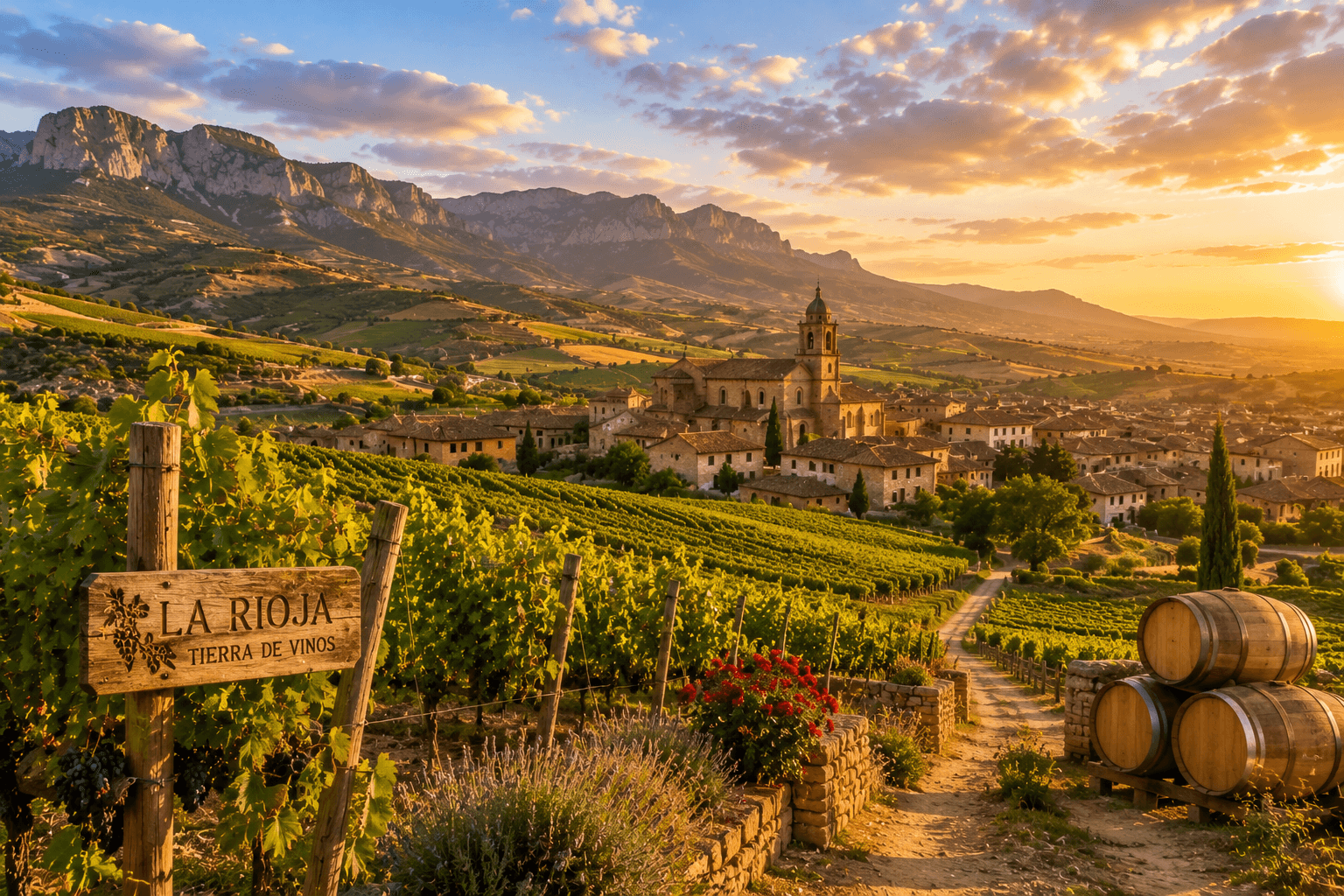 La Rioja Spain travel destination featuring vineyards and rolling Spanish countryside