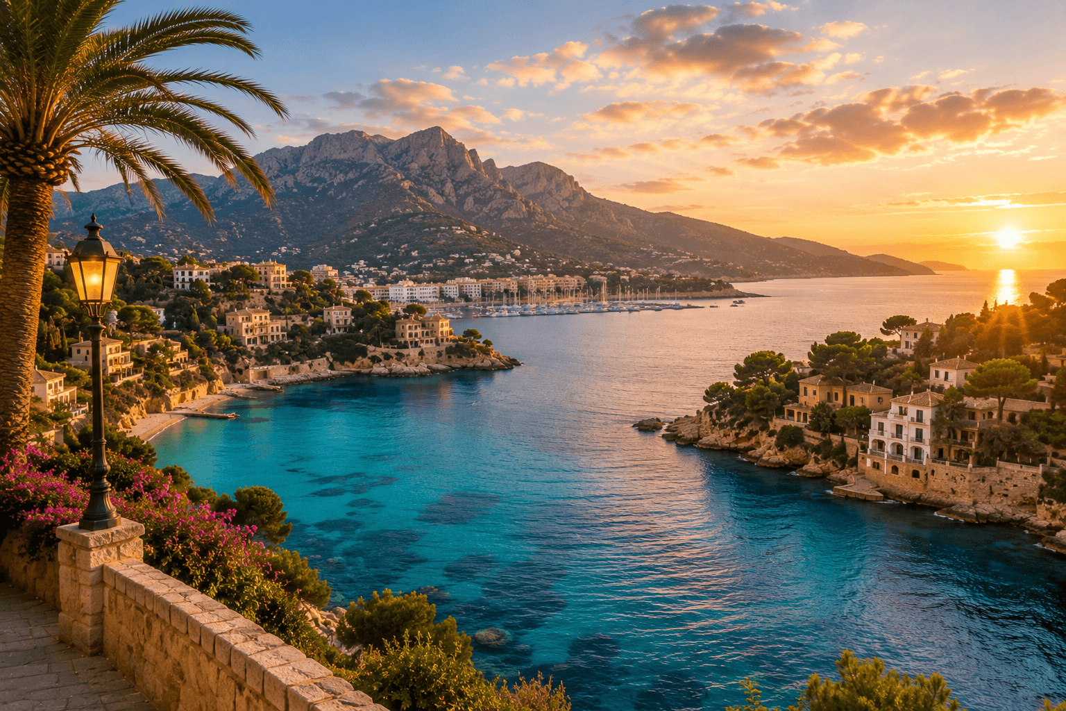Mallorca Spain travel destination featuring turquoise Mediterranean coves and mountains