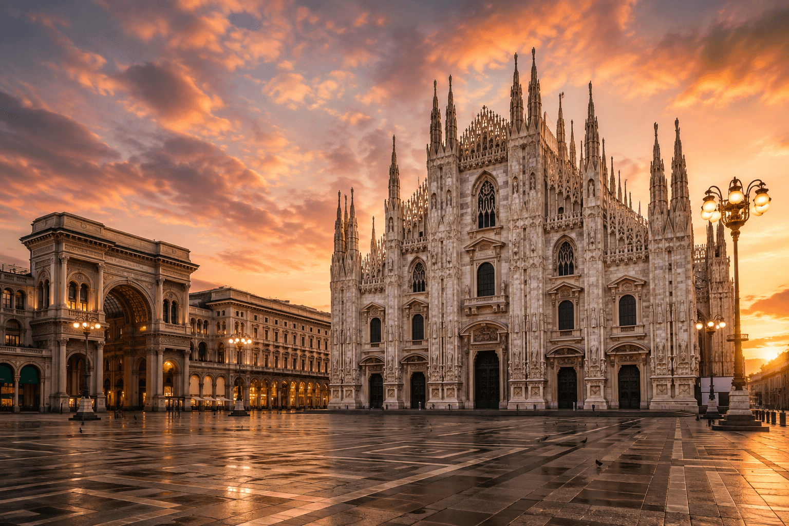 Milan Cathedral at sunset, Italy
