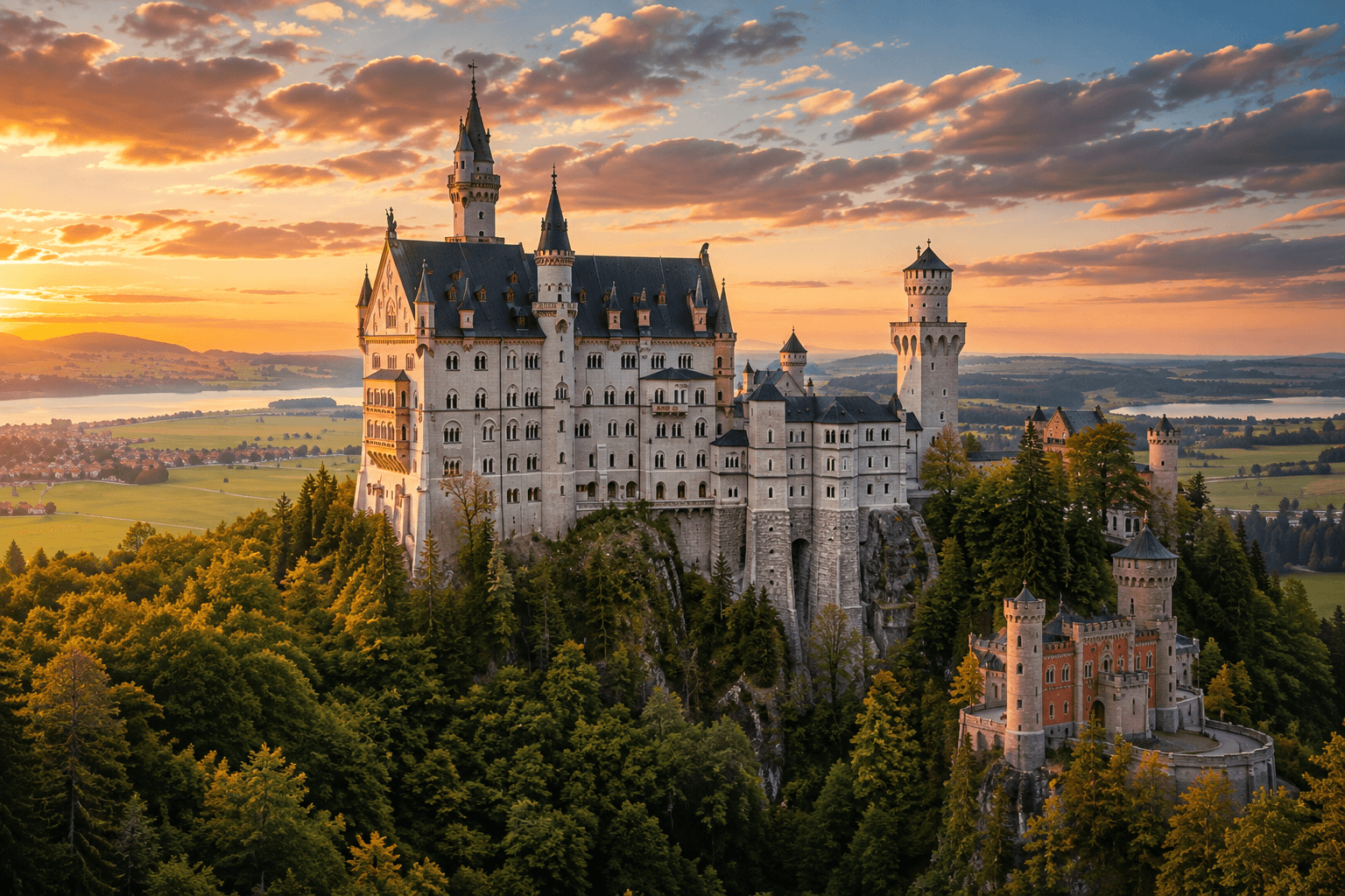 Neuschwanstein Castle Germany Bavarian Alps scenic view