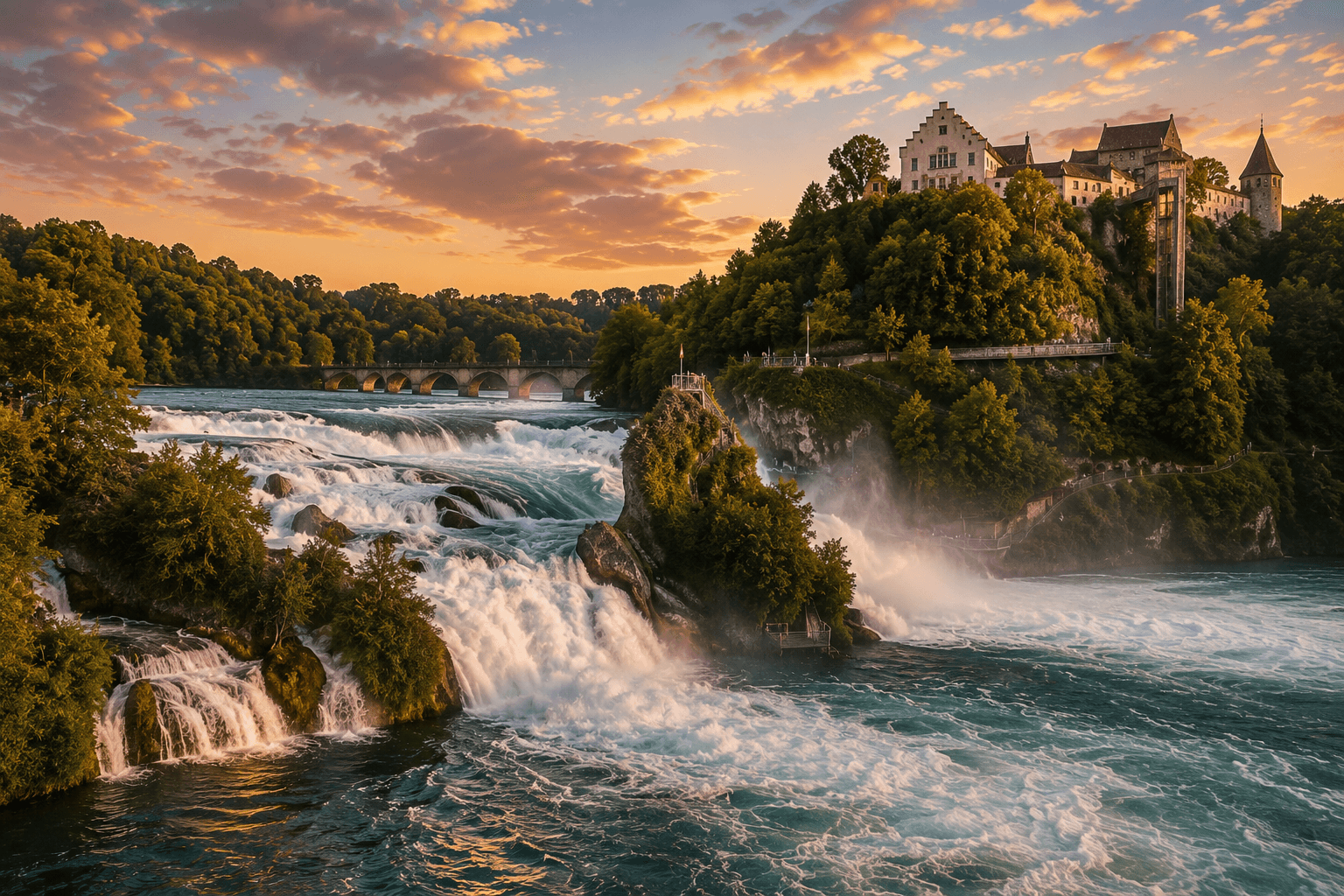 Rhine Falls waterfall in Switzerland