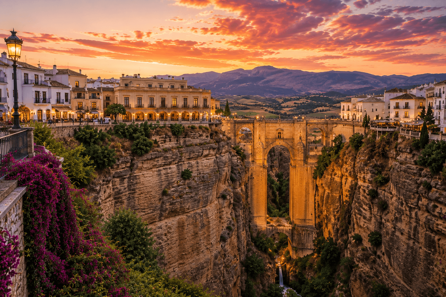 Ronda Spain travel destination featuring Puente Nuevo and dramatic gorge