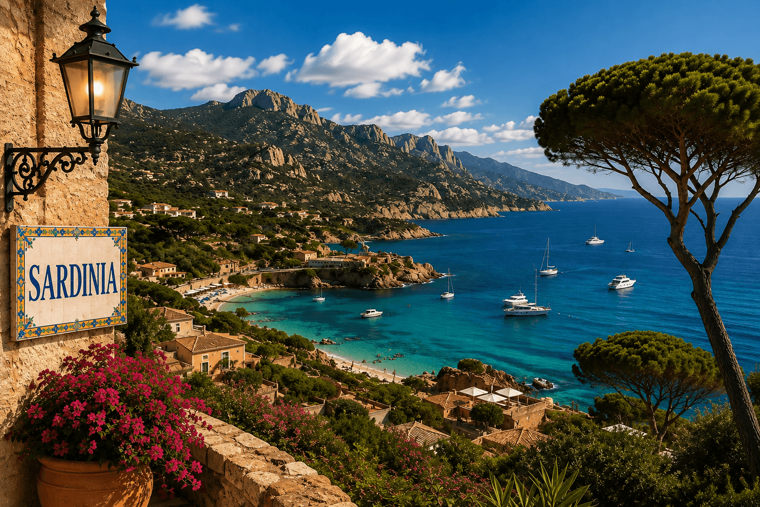 Sardinia coastal village at sunset