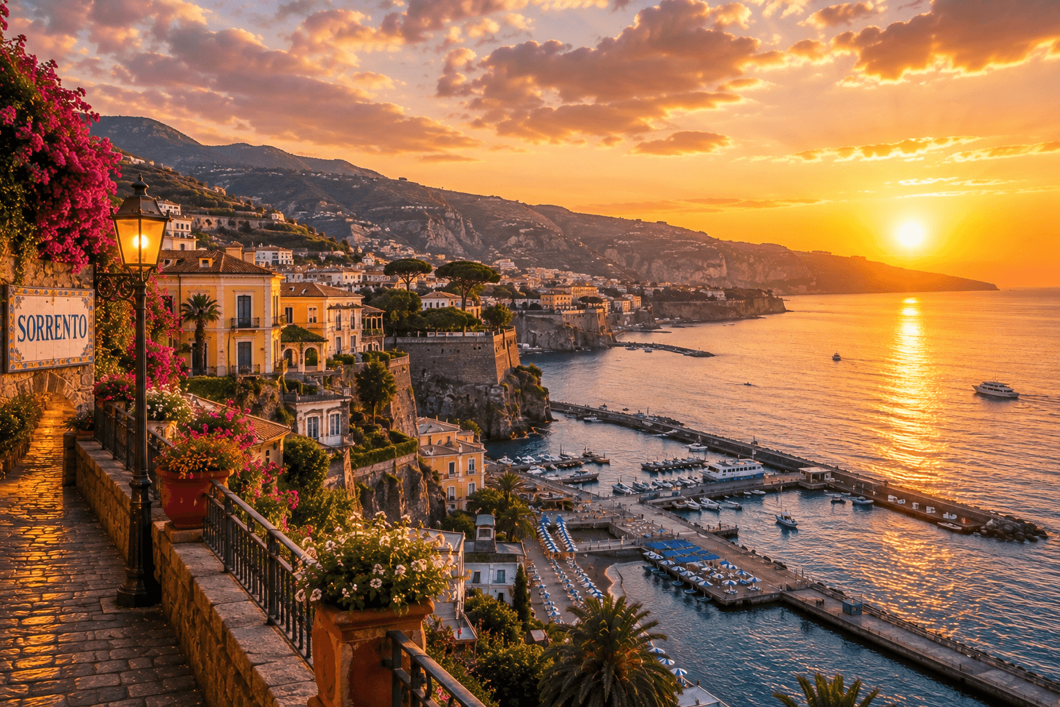 Sorrento coastline at sunset