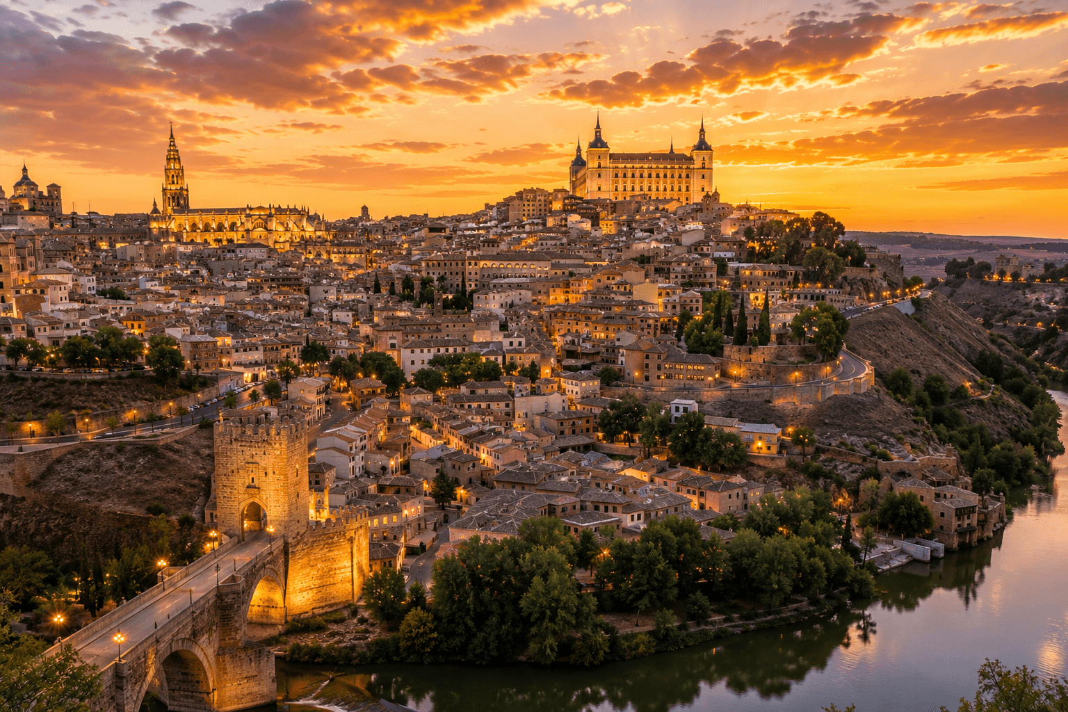 Toledo Spain travel destination featuring the historic hilltop old town