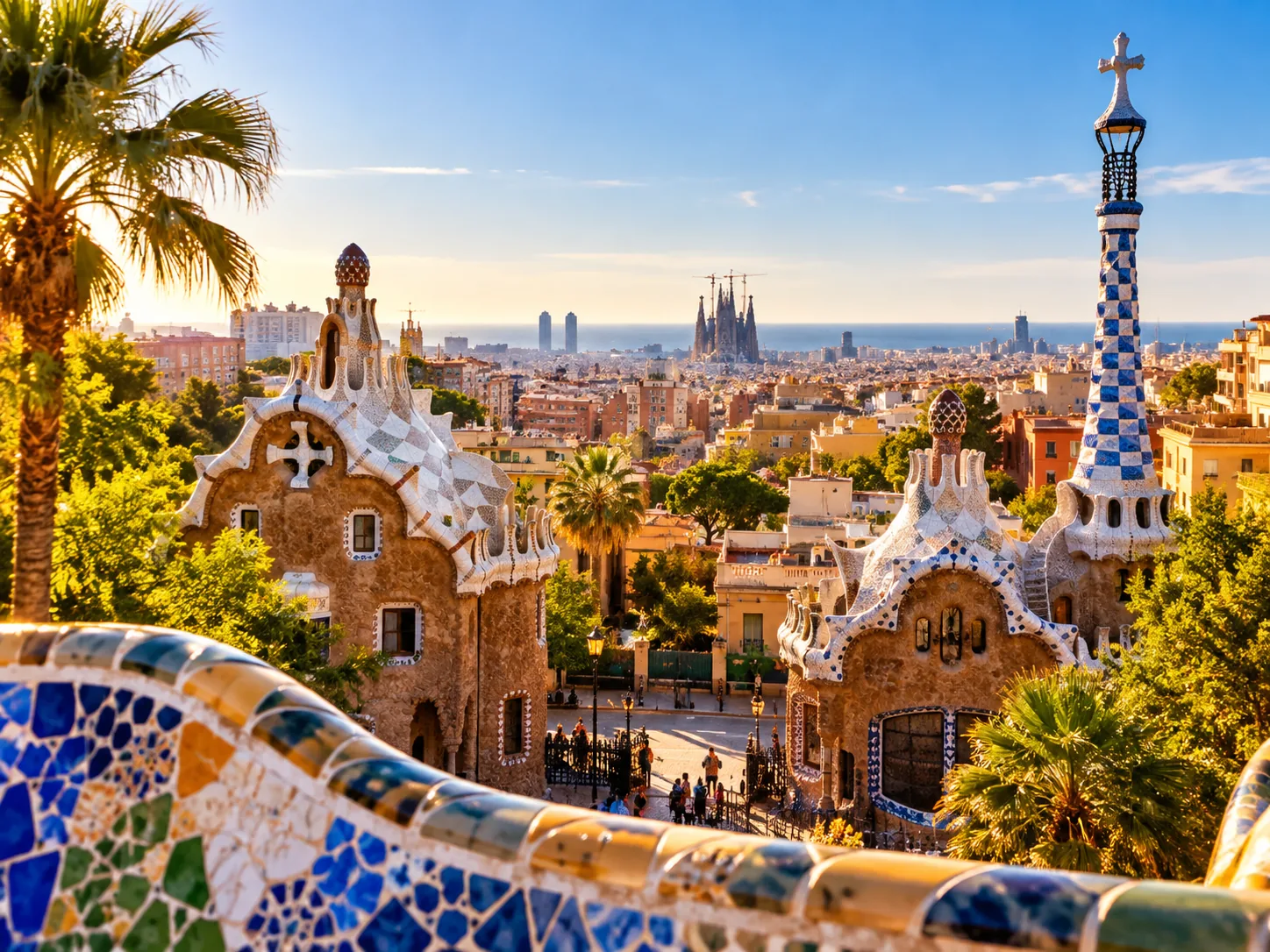 Gaudí architecture in Barcelona with Park Güell and city views